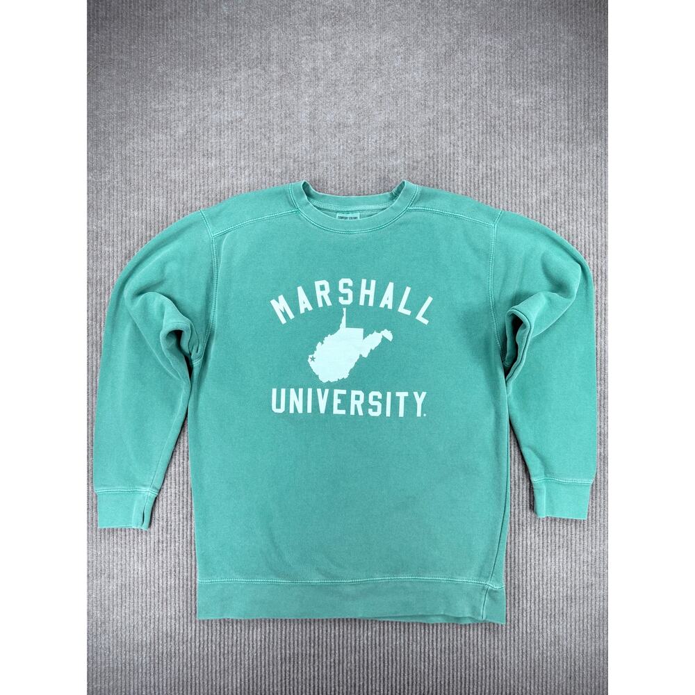 Comfort Colors Marshall University Green Crewneck Sweatshirt Medium - Picture 2 of 8